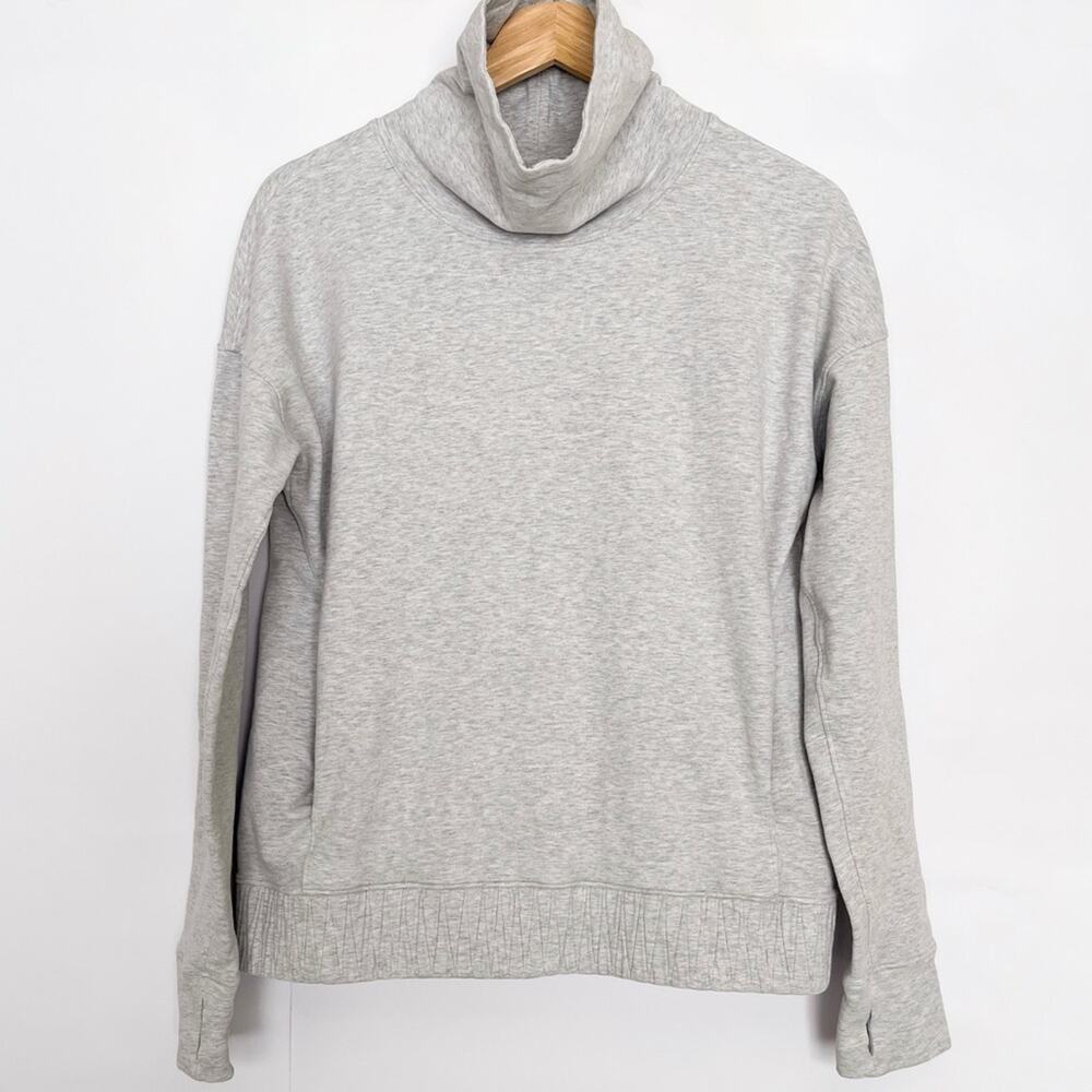 Lululemon Stress Less Pullover Sweatshirt French Terry Soft Pockets Size 8 Gray